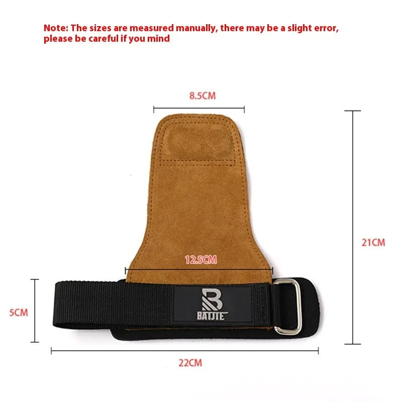 Brown fitness wrist protector pair with grip strength bands for horizontal bar training