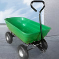 Green four-wheel plastic dumptruck for garden and agricultural use, model TC2145.