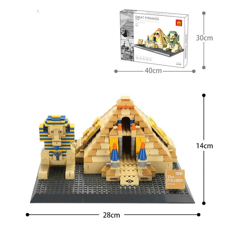 World famous architecture street view small particle plastic building blocks set in colour box showing assembled Burj Khalifa model