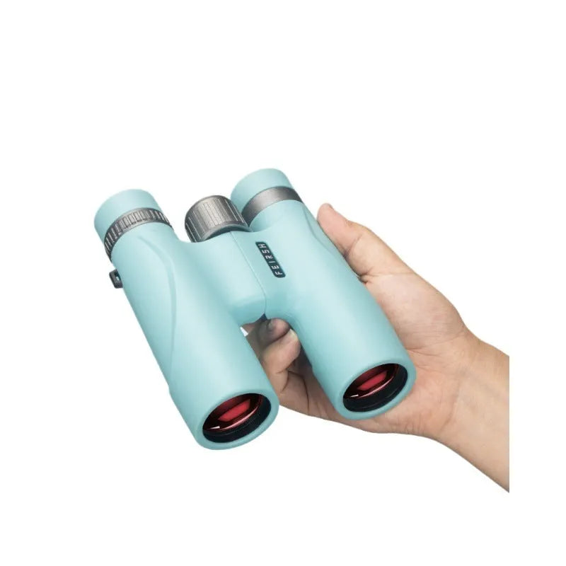 Grey or blue 10x32 binoculars with wine red film imaging and compact 112mm size