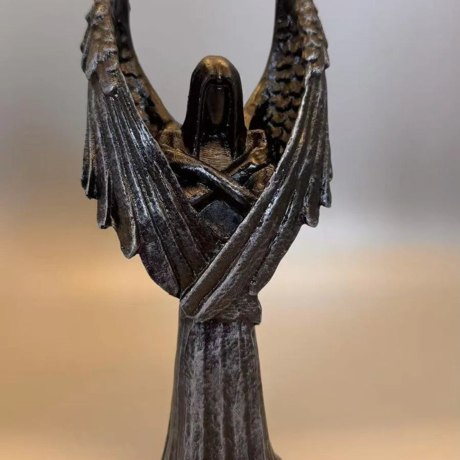 Dark Angel resin statue ornament measuring 6.5 by 5 by 17 centimetres.