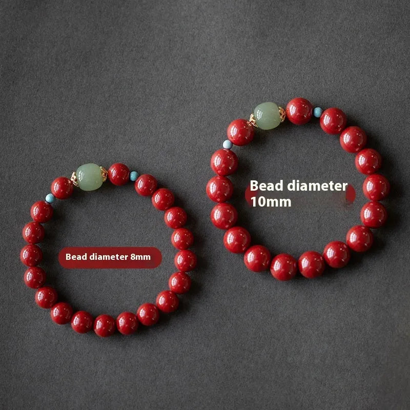 Cinnabar beads bracelet with purple gold sand finish in 6mm 8mm and 10mm sizes