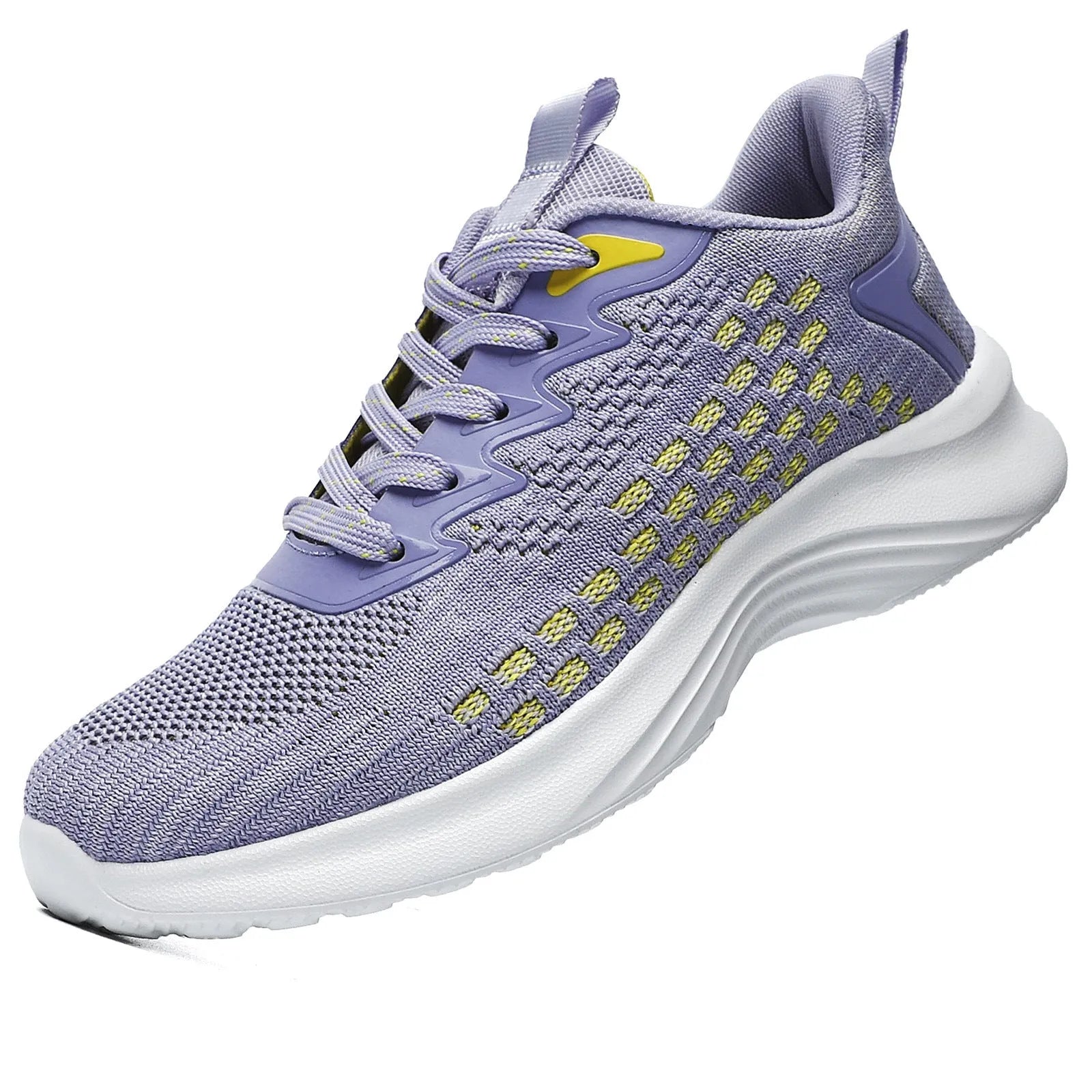 Women's lavender purple mesh running shoes with striped pattern and EVA sole for jogging