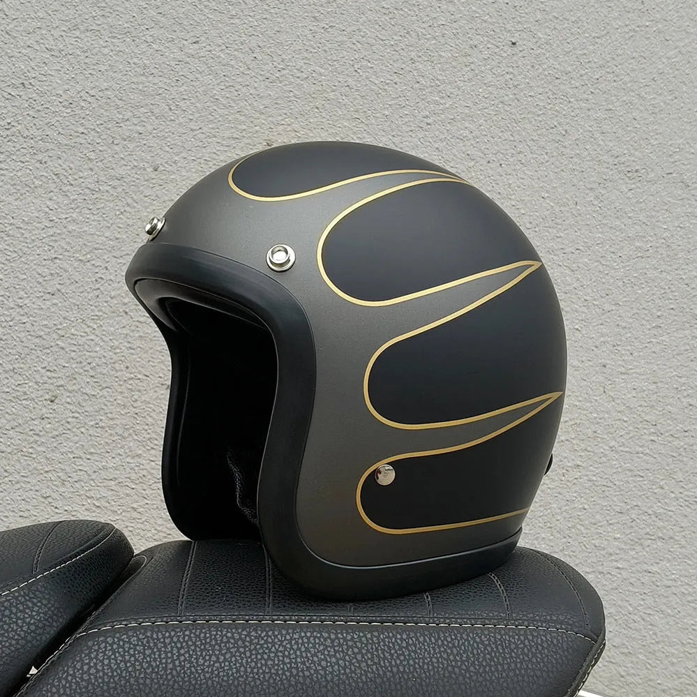 FRP retro half helmet for electric motorcycle commuting available in multiple colours and sizes