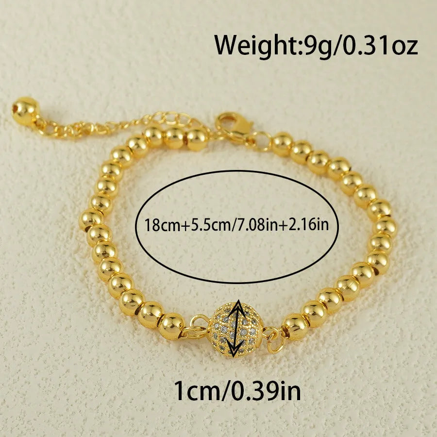 Arabic style copper bracelet with zircon stone and heart-shaped charm for women