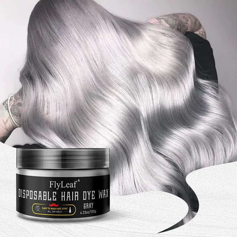 Disposable hair dye wax in gray colour, 120g tub, temporary hair wax for styling