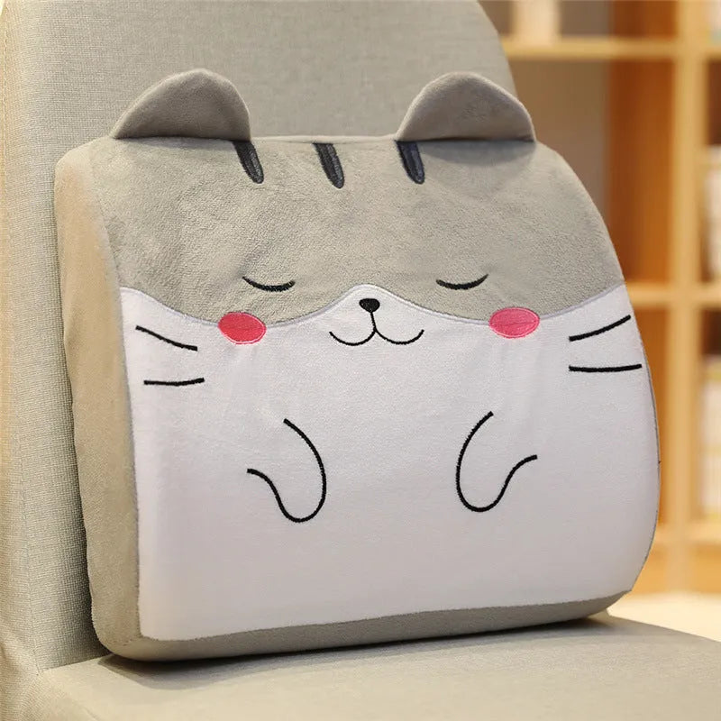 Cartoon memory foam car cushion seat back pillow in six character designs with removable inner core