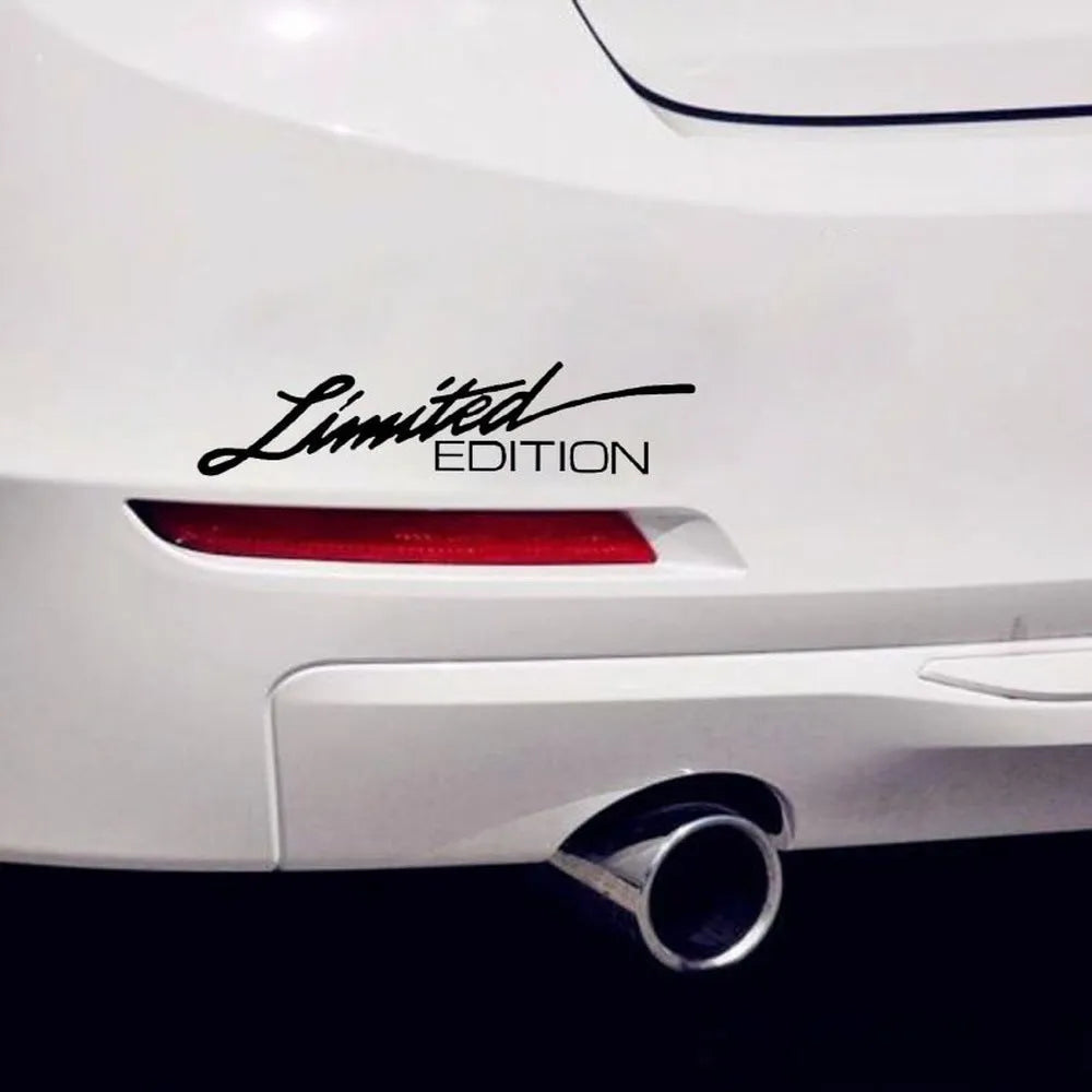 Reflective British-style bumper sticker measuring 16cm long, shown in black, white, and colourful variants.