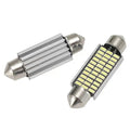 White aluminium double-tip car interior roof light for reading and license plate illumination.