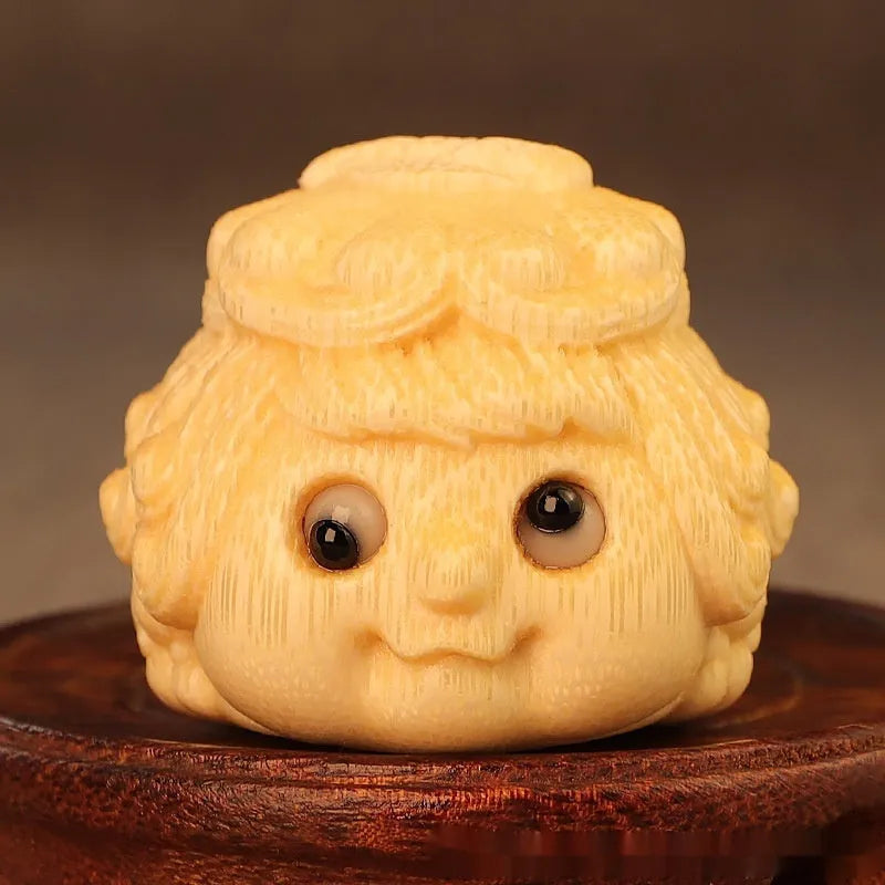 Solid bamboo golden toad princess ornament with cute style design for household display