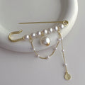 Retro all-match big stick pearl brooch with electroplated metal finish, unisex design