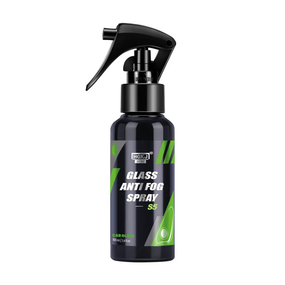 Car glass antifogging agent spray bottle labelled AUTO-S5 in 100ml, 50ml, and 30ml sizes