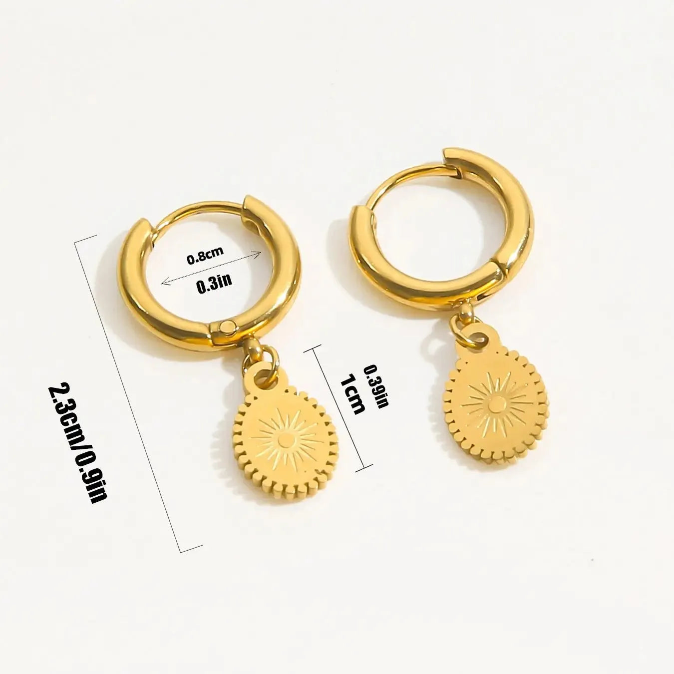 Stainless steel geometric ellipse earrings with non-fading ear buttons in XY-EH005 style