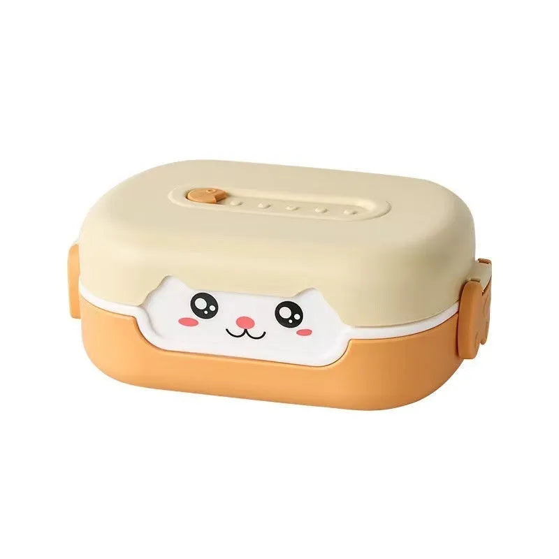 Square divided plastic lunch box in solid colours with microwave-safe construction