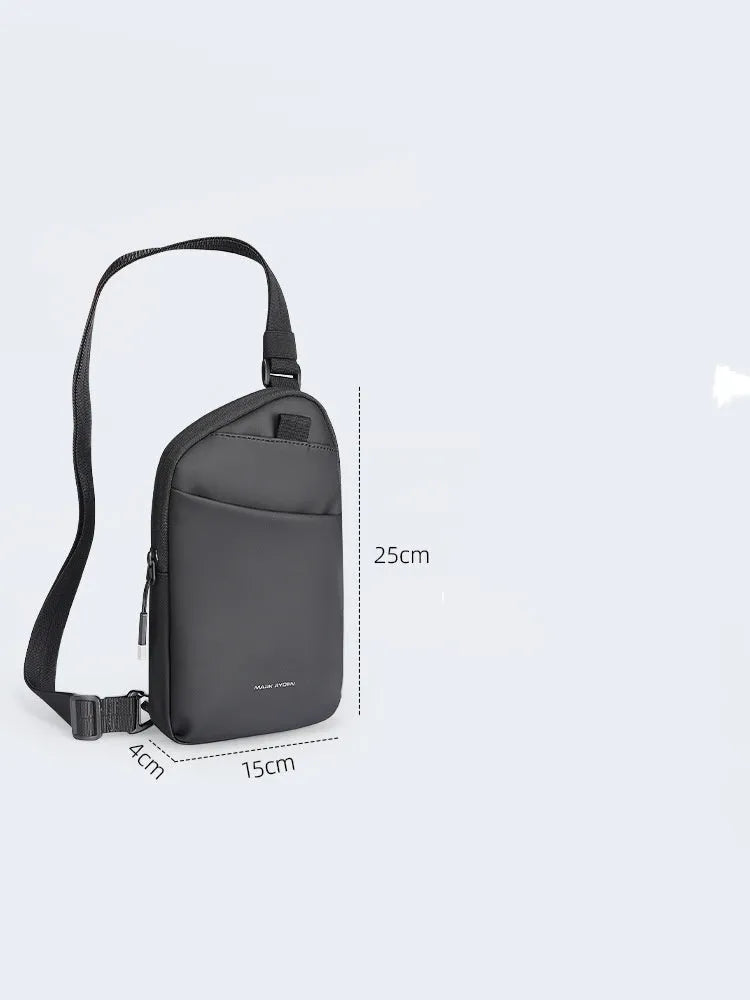 Men's black Oxford cloth crossbody bag with single-shoulder design