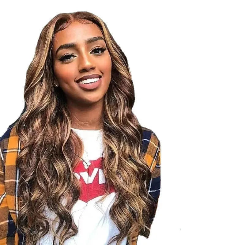 Front lace wig with African black gradient colour in big wave style on mannequin