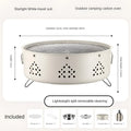 Portable stainless steel BBQ grill with detachable parts and storage bag, shown in grey colour.