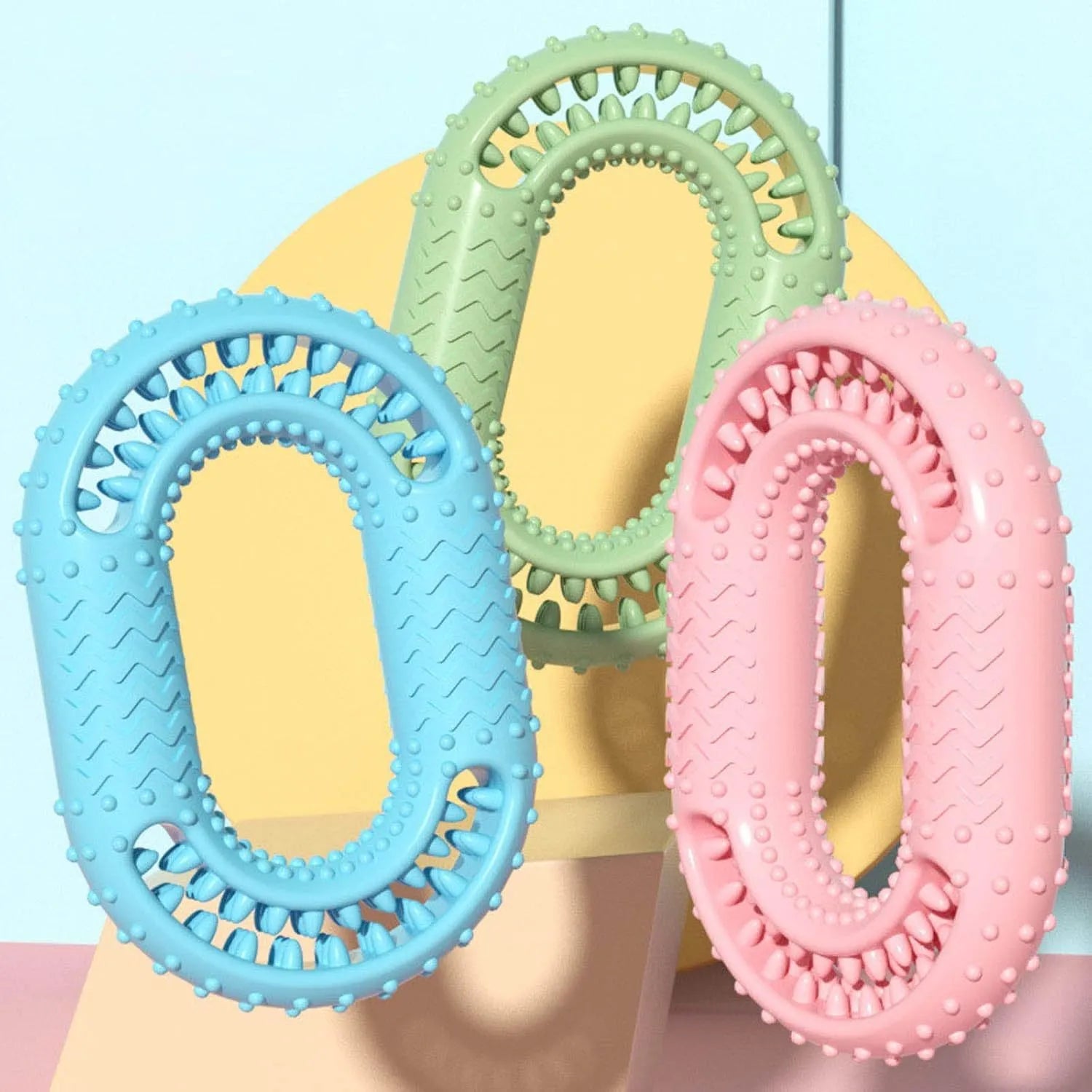 Blue O-ring shaped dog chew toy for aggressive chewers and large breeds