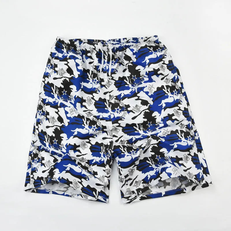 Men's floral print swimming trunks in polyester with five-point design