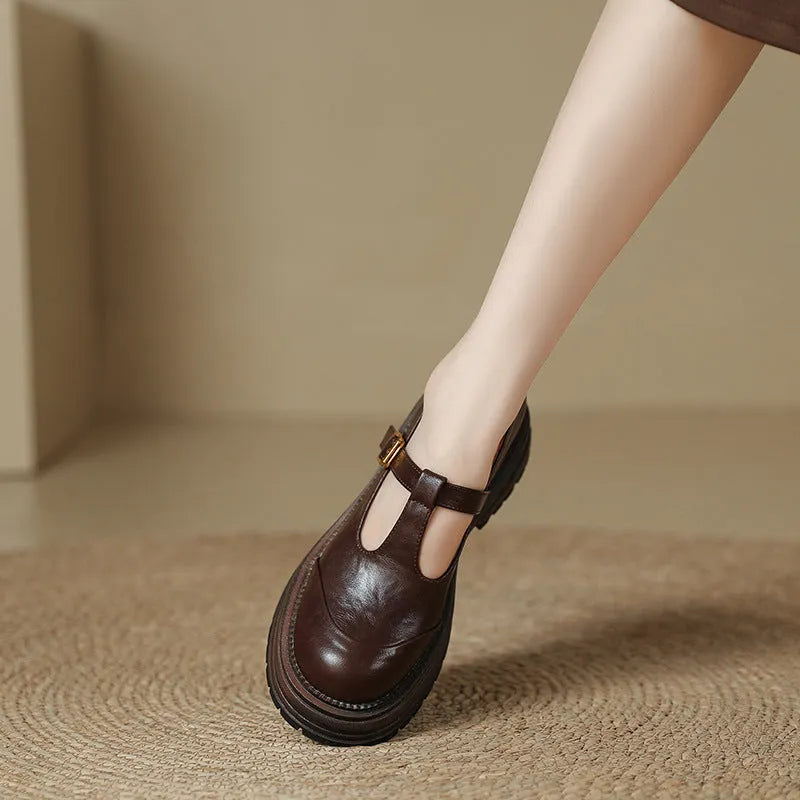 Vintage Mary Jane T-strap pumps for women, low heel, microfiber upper, round toe, buckle closure in black