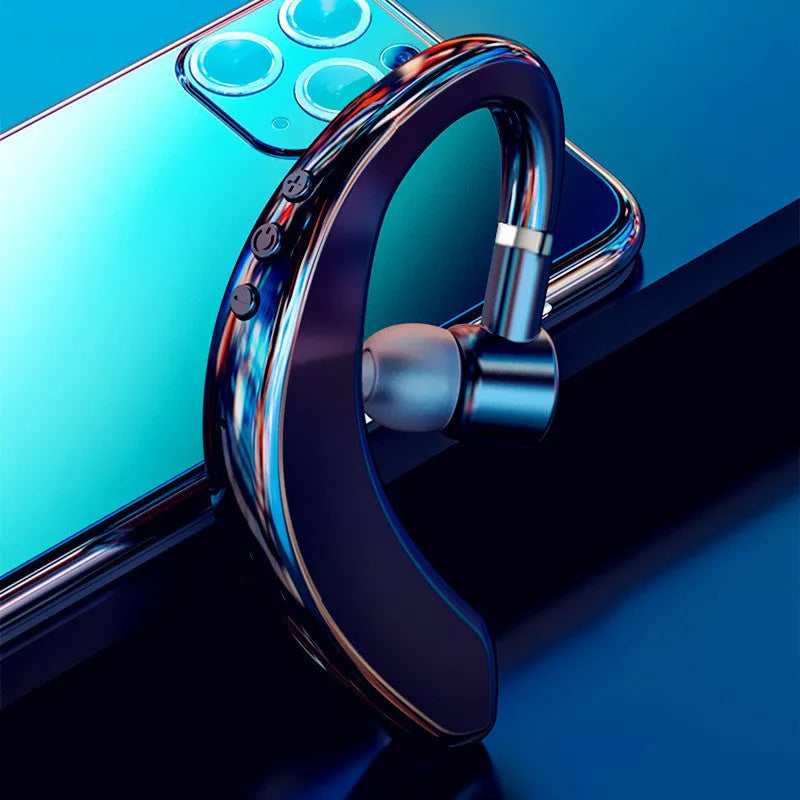 Wireless Bluetooth single ear headset in black or blue colour with in-ear design