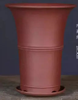 Large-diameter purple clay flower pot in classical ceramic style, available in multiple colours for Clivia and succulents