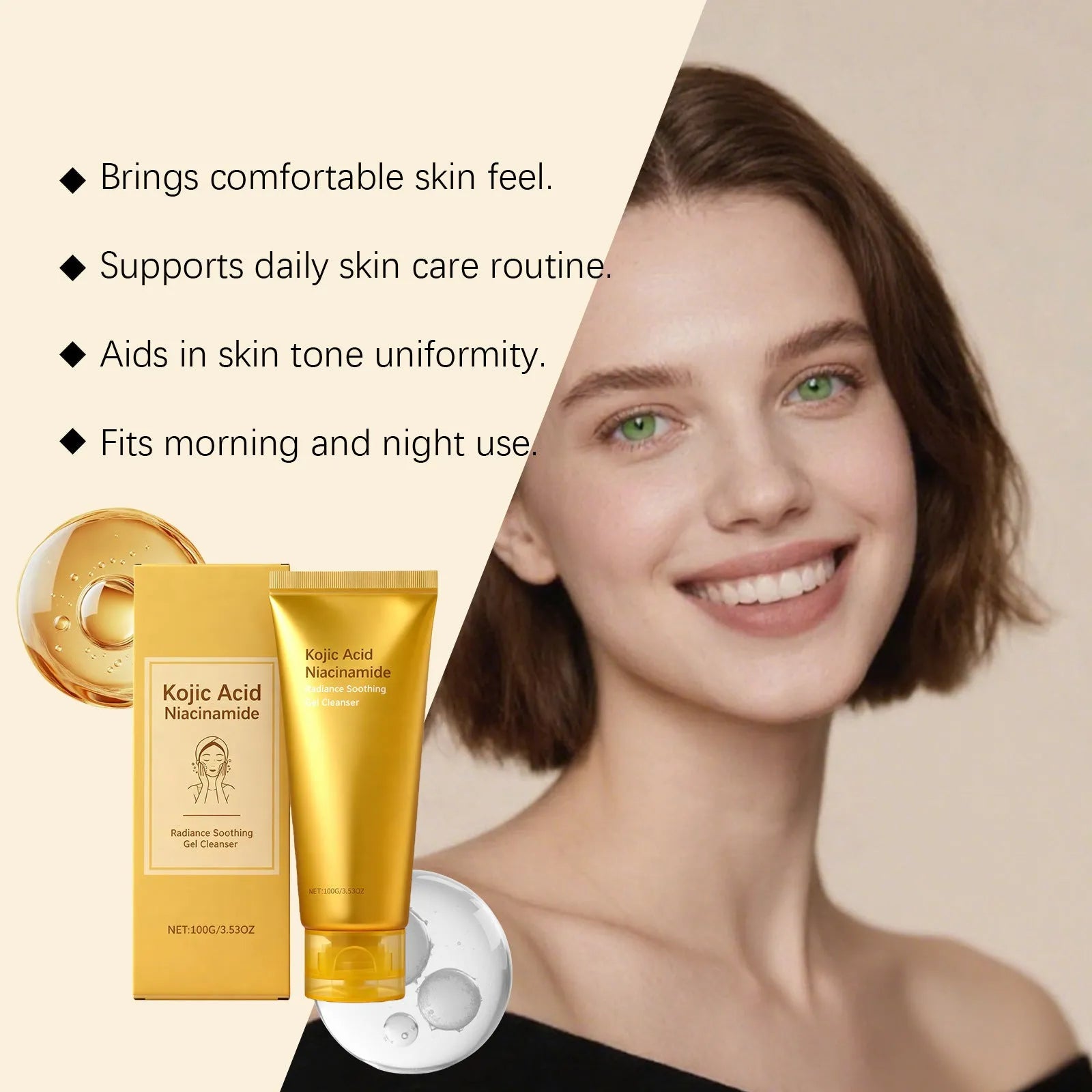 Skin nourishing moisturising hydrating cleansing gel 100g, pack size 4.6 x 14.7cm, for daily face wash