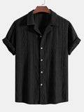 Men's loose casual cardigan in black, green, or white solid colours with short sleeves