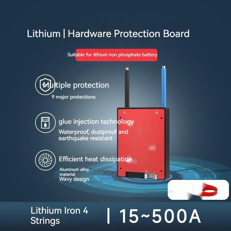 Dali lithium iron phosphate battery protection board for 4-cell 12V systems on a circuit board.