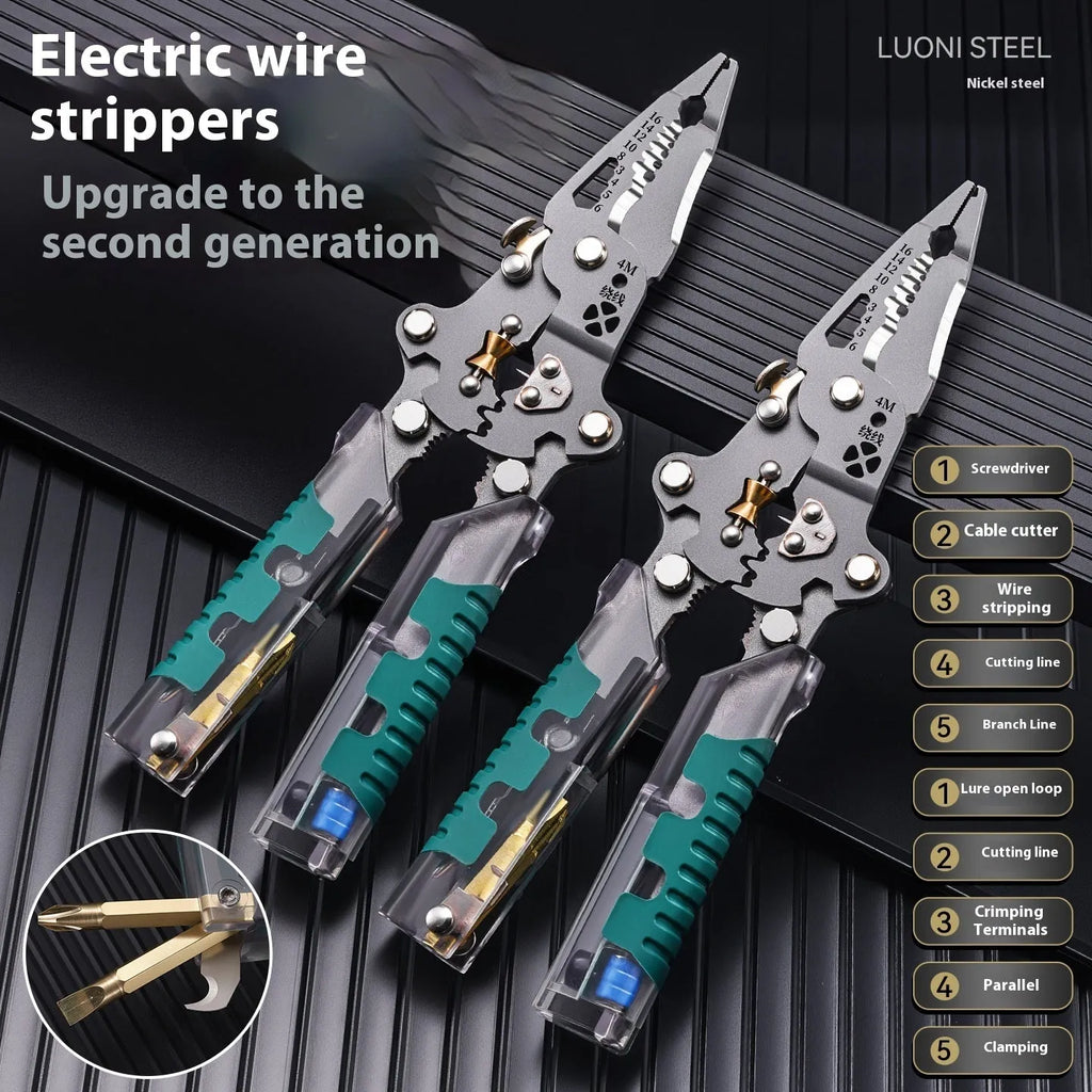 8.8 inch electrician's pointed pliers wire stripper tool with rust prevention coating