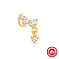 S925 sterling silver geometric moon and star earrings with cubic zirconia stones in a gold tone finish.