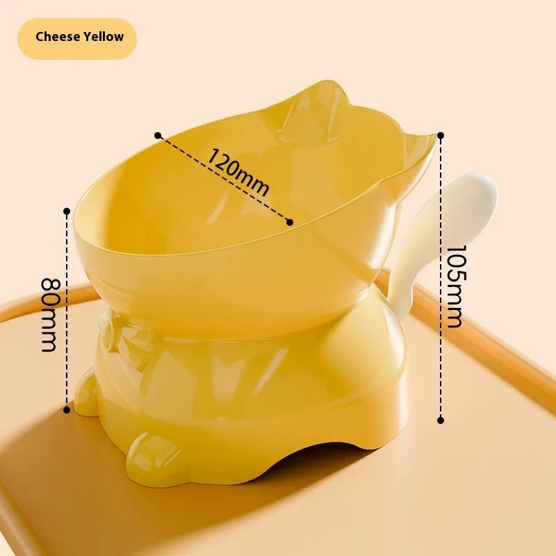 Stainless steel oblique anti-fall cat bowl in four colour options
