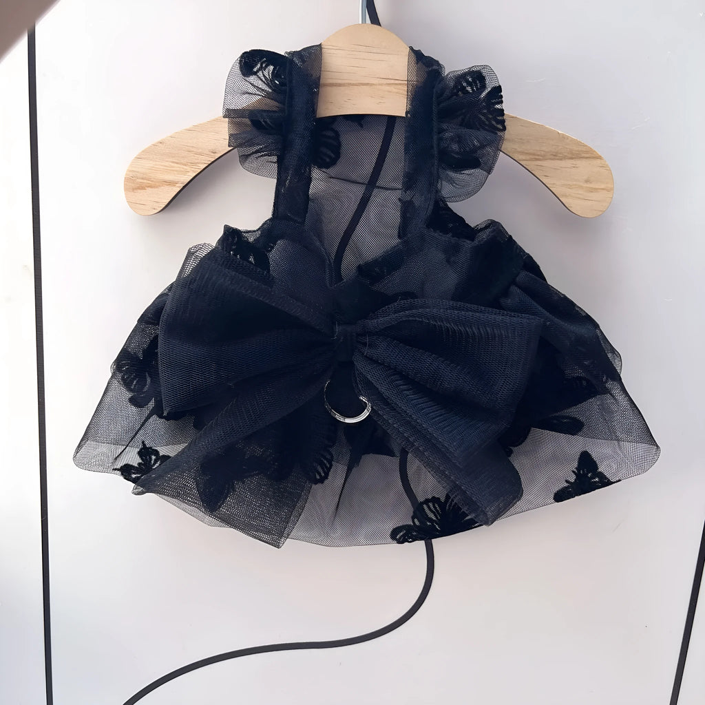 Black princess tulle skirt dog cat clothing with gauze material and five size options