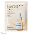 Single collagen hyaluronic acid facial sheet mask with 30g gel serum, shown on white background