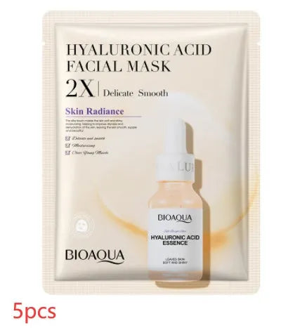 Single collagen hyaluronic acid facial sheet mask with 30g gel serum, shown on white background