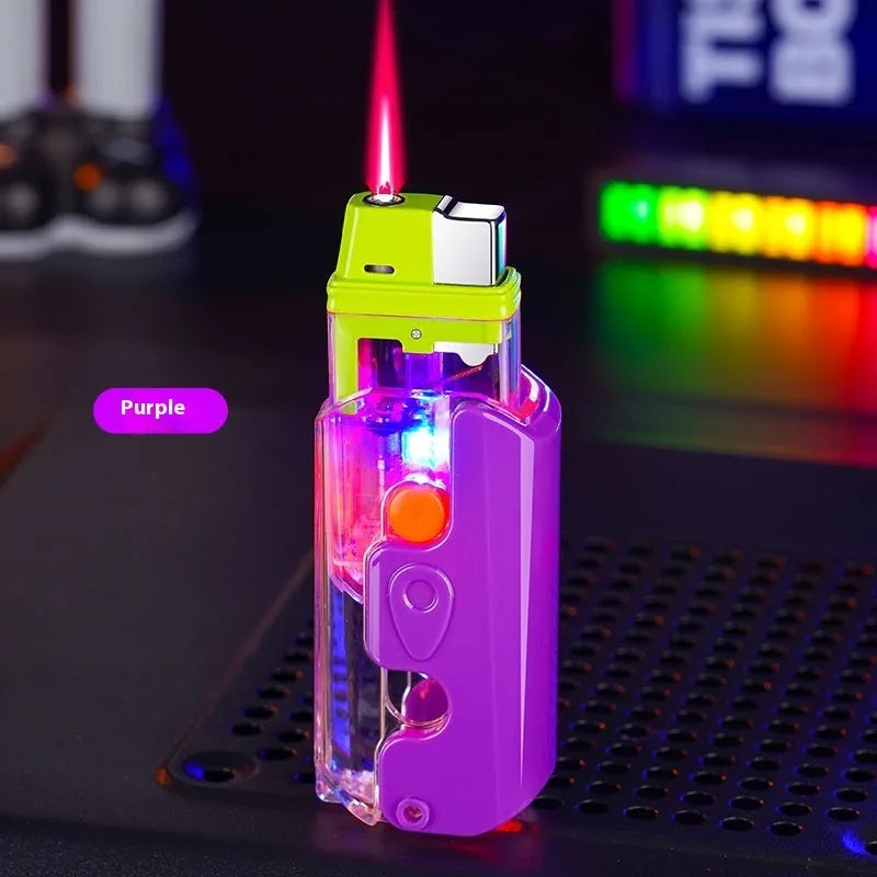 Colourful luminous radish lighter in orange, purple or green with wind-resistant ignition