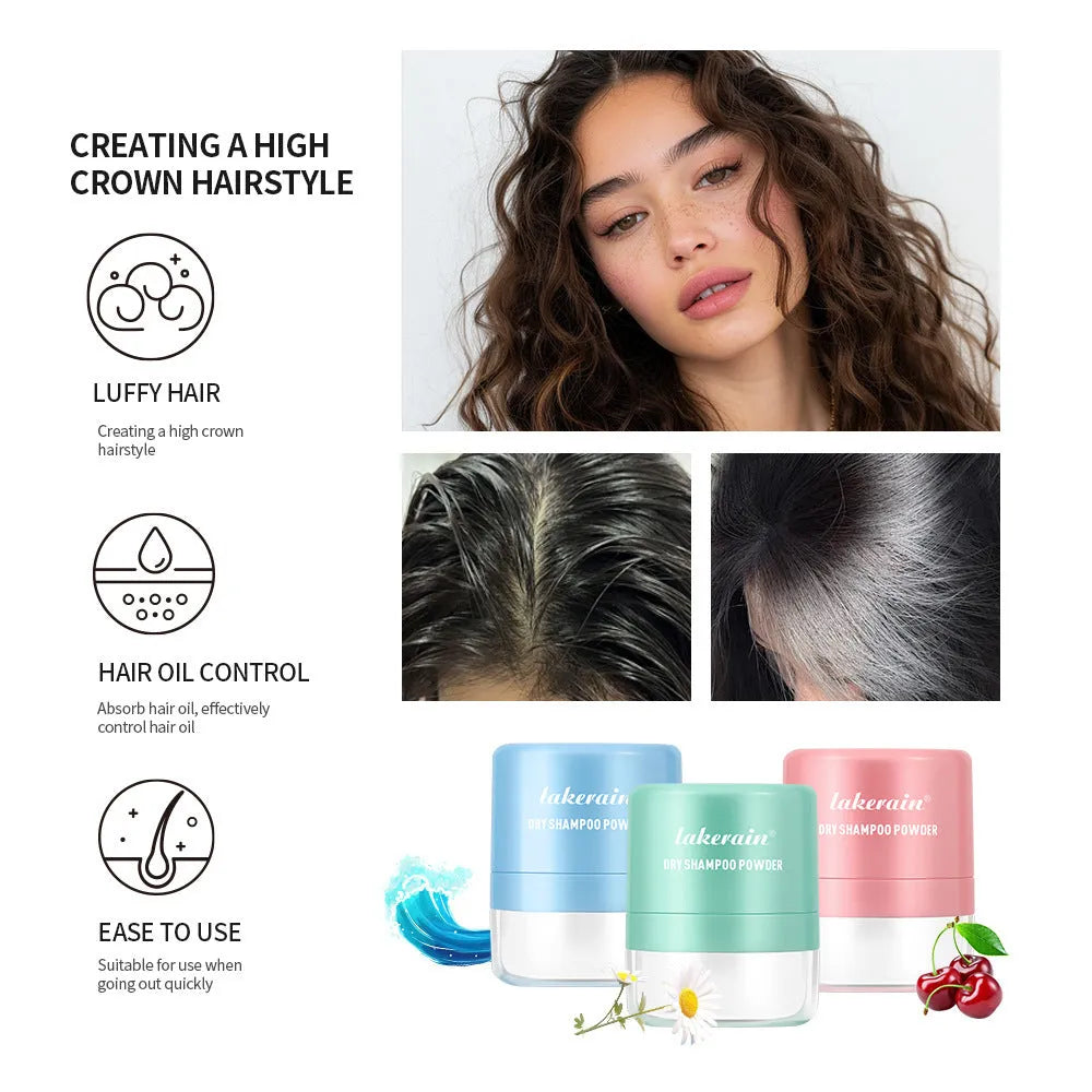 Disposable dry hair powder kit with 5g pod, sponge headband, and mirror for bangs refresh.
