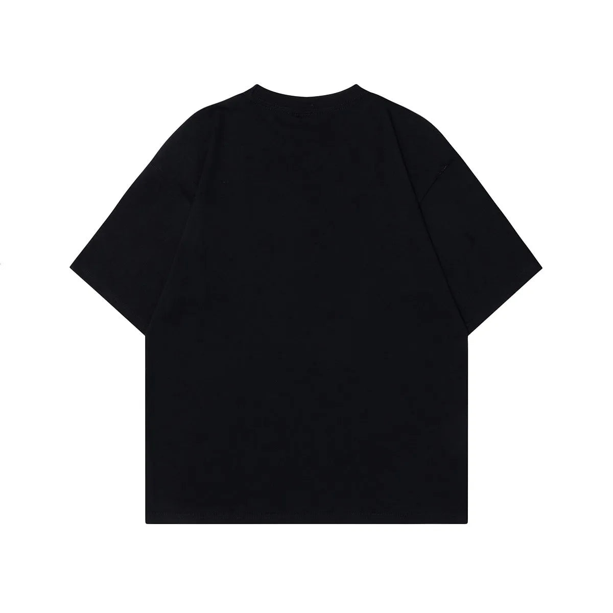 Men's short-sleeved cotton t-shirt with retro pattern in loose fit, black and grey colour options