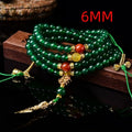 Natural green agate multi-circle bracelet for men and women with adjustable band.