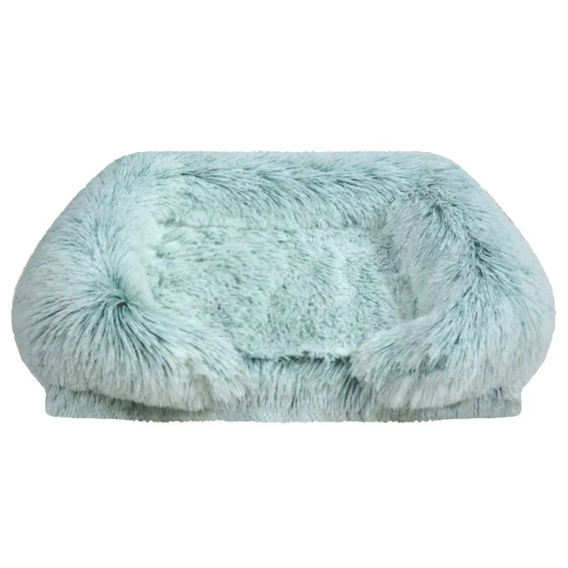 Removable washable square pet house dog bed in gradient grey waterproof cloth size L