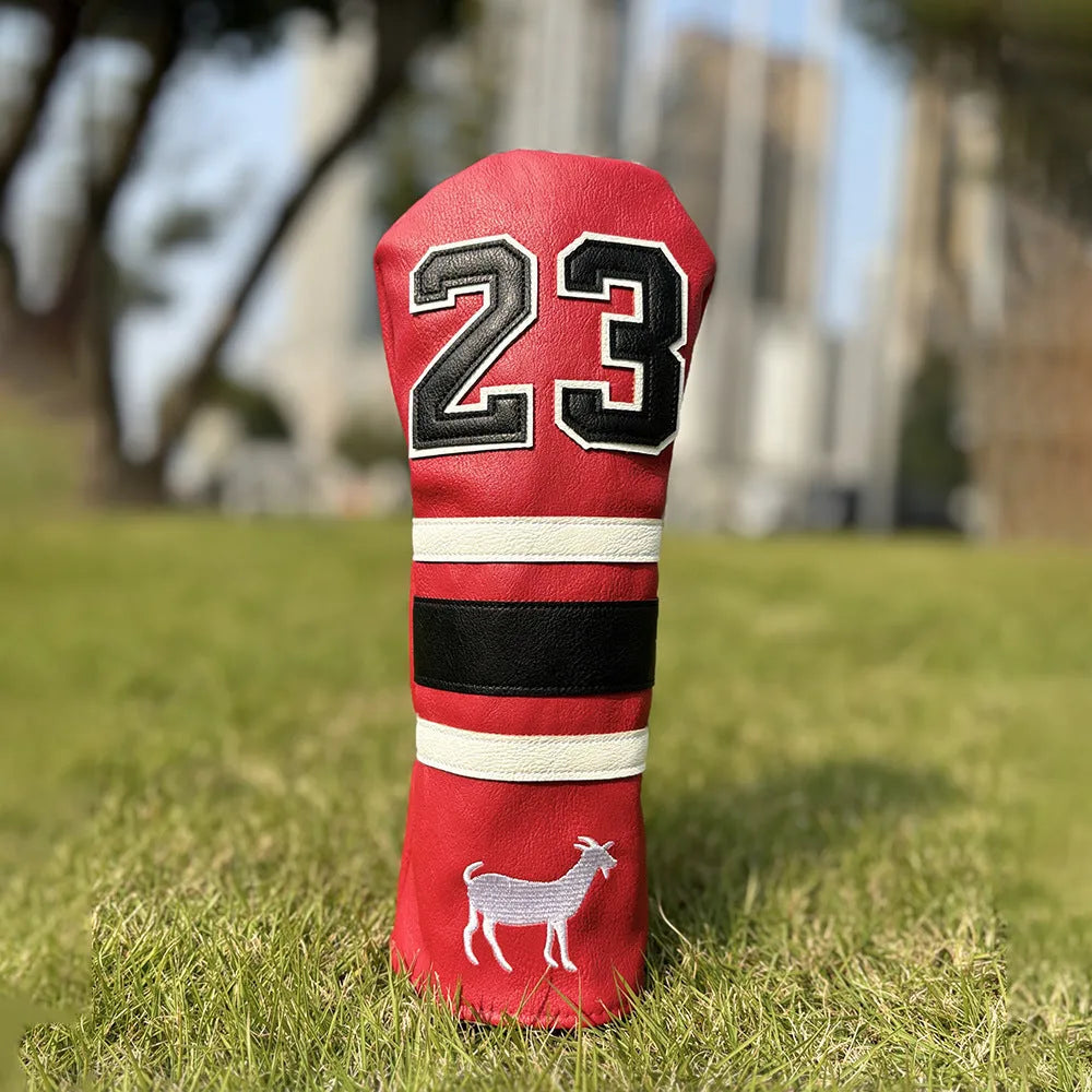 A single PU golf club sleeve in a choice of black, white, red, or yellow colours, designed to protect an iron or putter head.