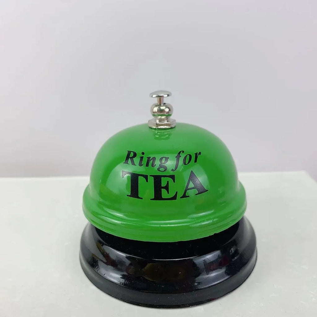 A multi-colour iron hand bell for games, classrooms, or restaurant service.