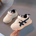 Children's white casual sneakers with synthetic leather upper and Velcro fastening