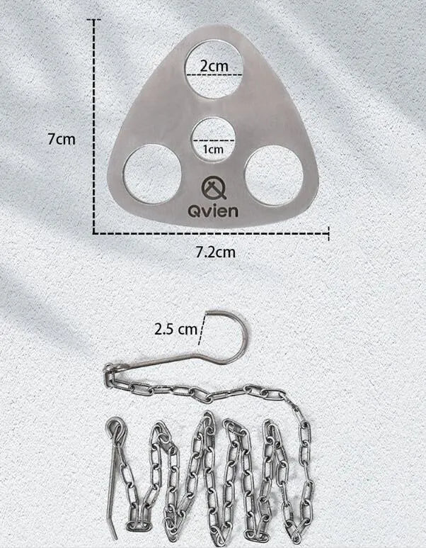 Silver stainless steel triangle hanging pot support with 118cm chain for camping outdoor cooking