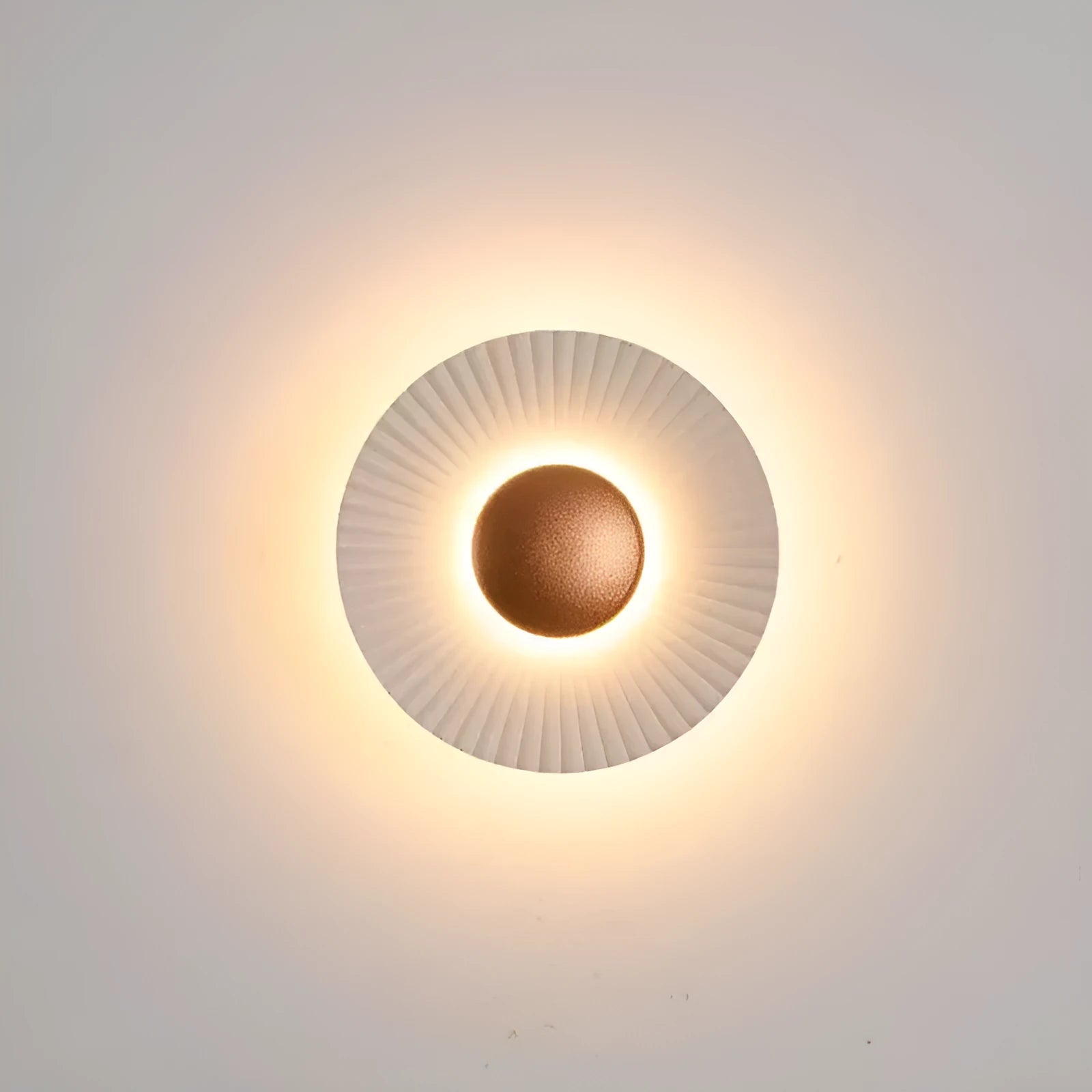 Round aluminium wall lamp with white and gold colour combinations for bedroom or living room