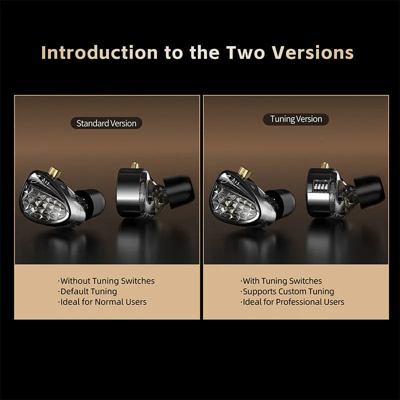 Wired in-ear earphone with adjustable voice iron monitor, back-winding style, and tape microphone option