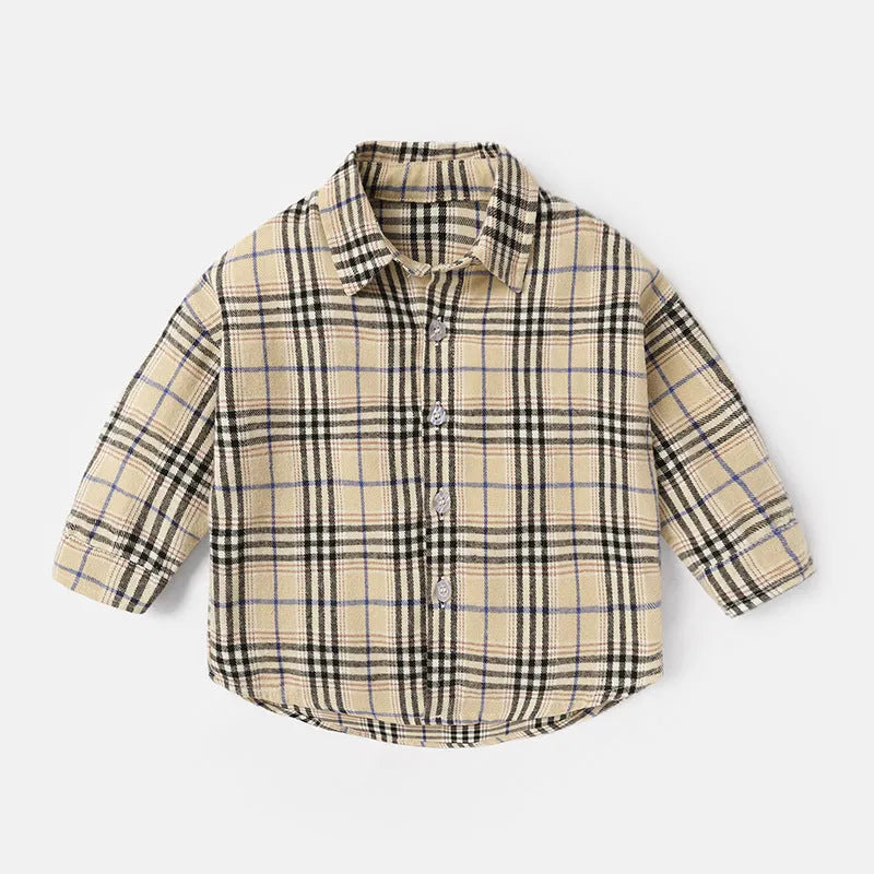 Boys' cotton lattice pattern shirt in multiple colours with animal and cartoon elements