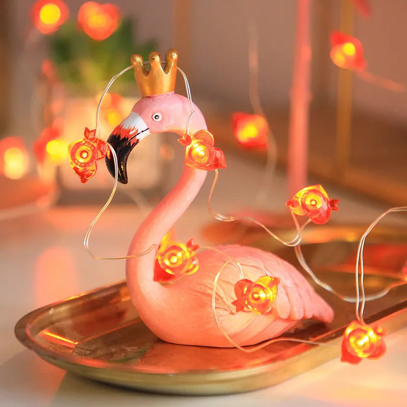 Heart-shaped LED copper wire string lights for Valentine's Day trunk proposal display
