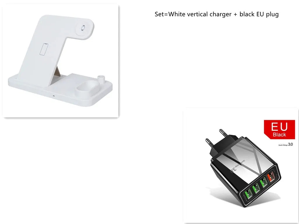 4-in-1 wireless charging station with adjustable magnetic phone stand, charging Apple Watch, AirPods and Apple Pencil simultaneously