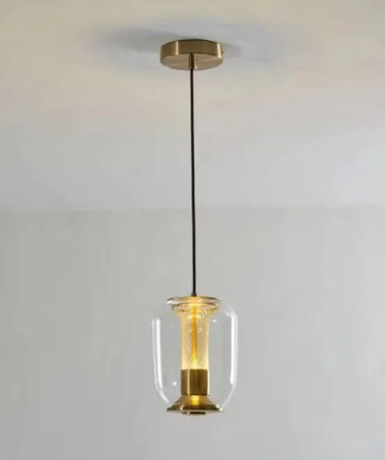 Nordic minimalist chandelier in transparent, cognac or smoky grey colour with 16cm diameter
